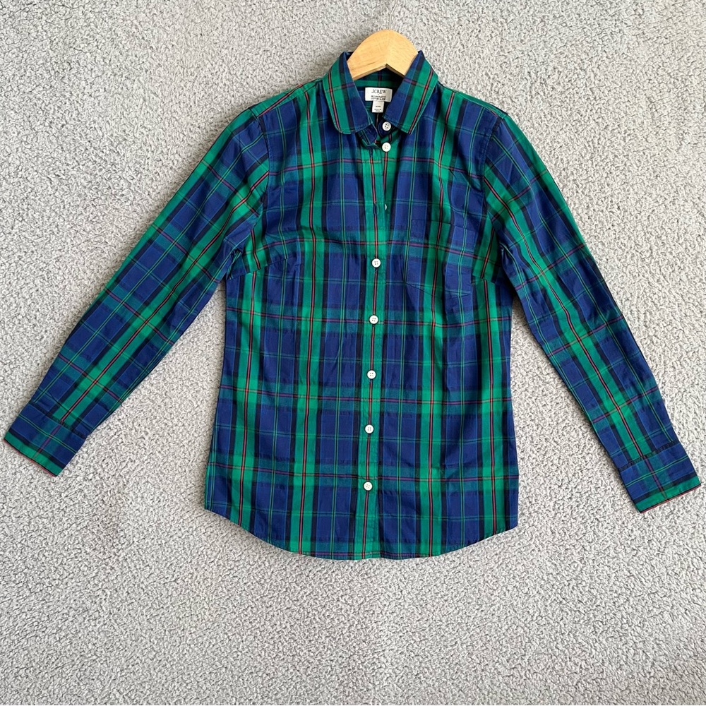 J.Crew Factory Lightweight Cotton-Blend Tartan Shirt in Signature Fit Sz XXS NWT